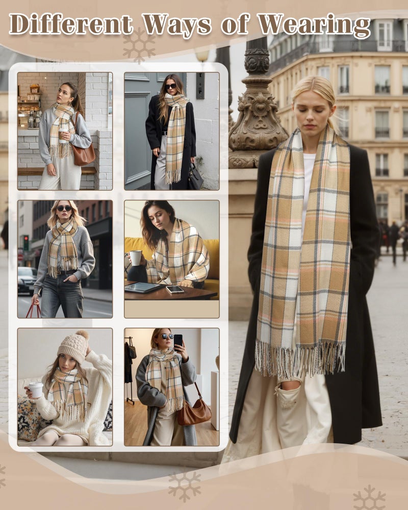 YSense وشاح شتوي YSense للنساء، وشاح طويل مزخرف بالألوان الدافئة، هدية للسيدات - Image 5